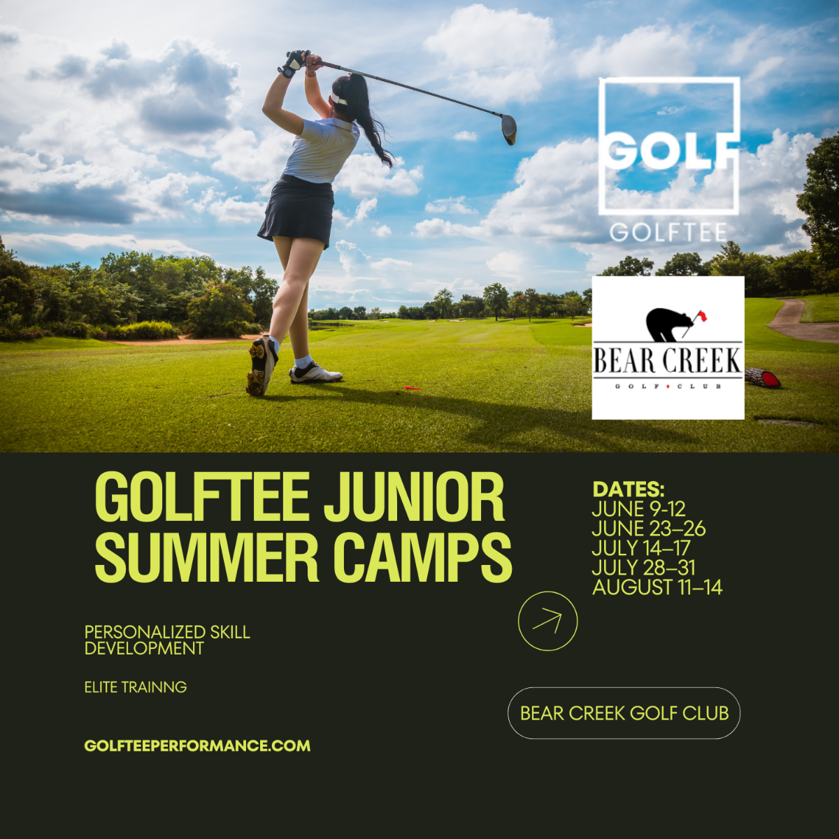 August 11-14 - GolfTee Junior Golf Camps - All Abilities | Half Day 9a-12p